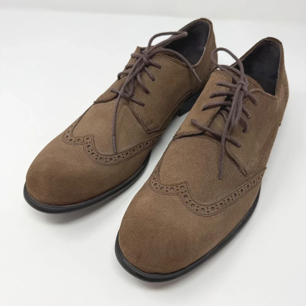 John Varvatos Mens Brown Suede Wingtip Oxford Dress Shoes Size‎ 9